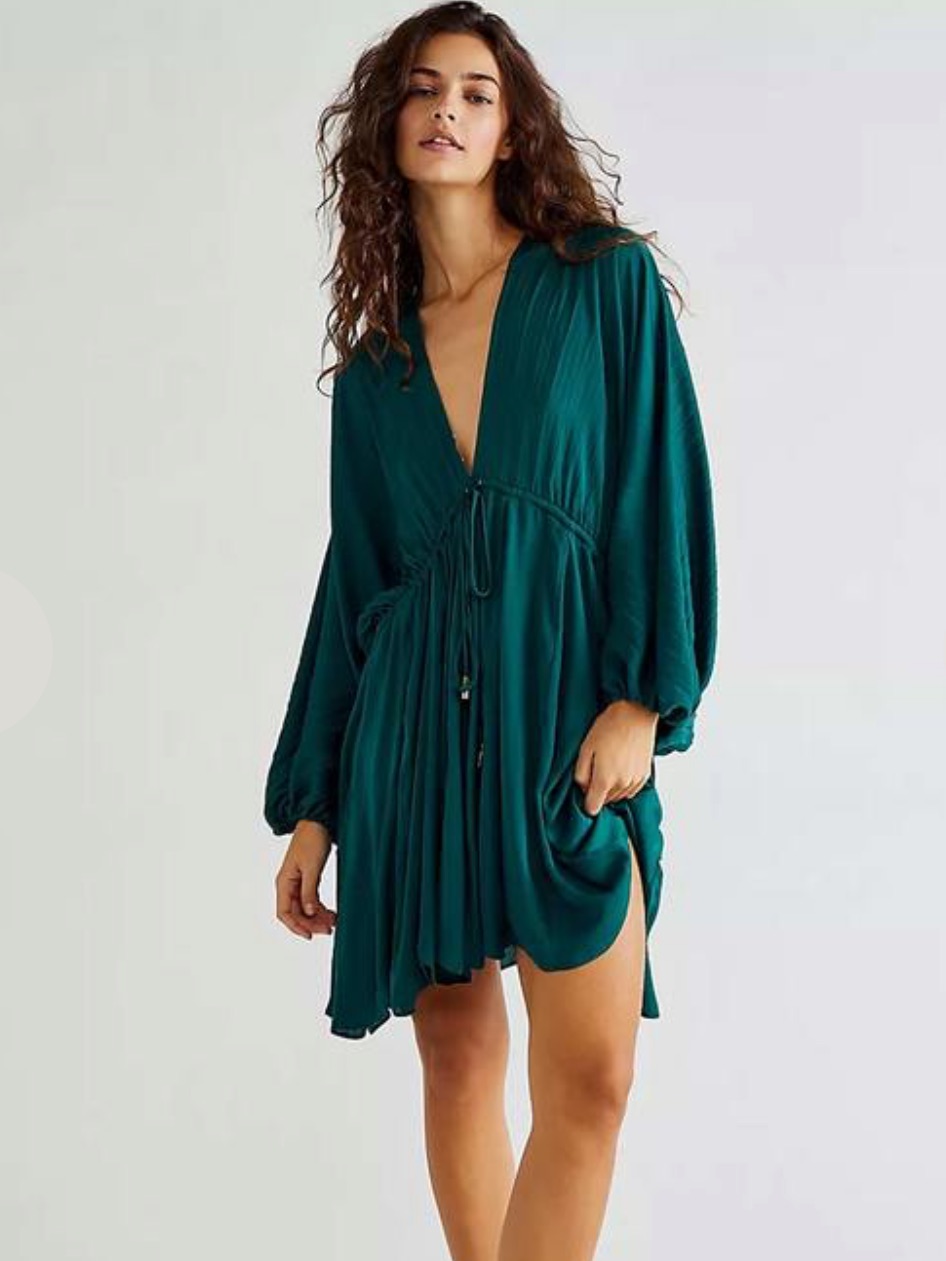Free People Arzel Mini Dress | Emerald Green | Size Xs | Nwt